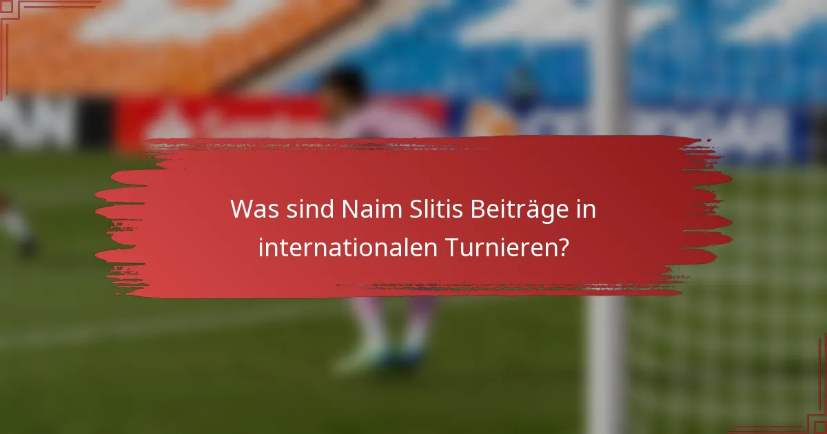 Was sind Naim Slitis Beiträge in internationalen Turnieren?