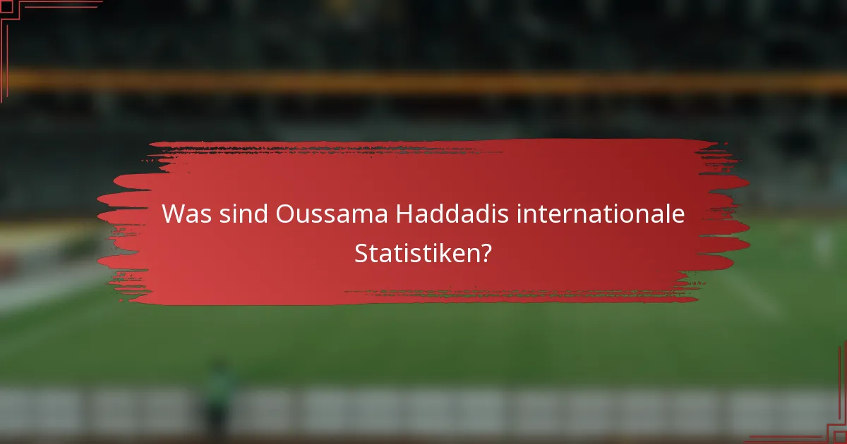 Was sind Oussama Haddadis internationale Statistiken?
